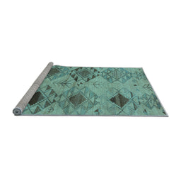 Sideview of Machine Washable Persian Light Blue Traditional Rug, wshtr3238lblu