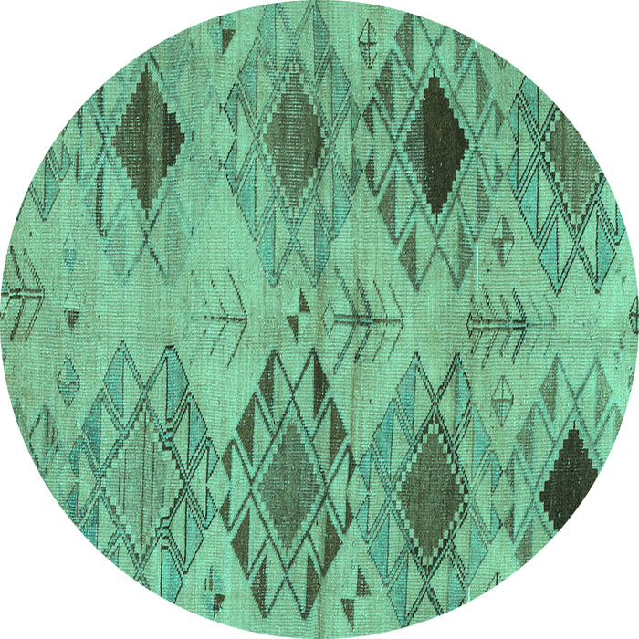 Round Machine Washable Persian Turquoise Traditional Area Rugs, wshtr3238turq