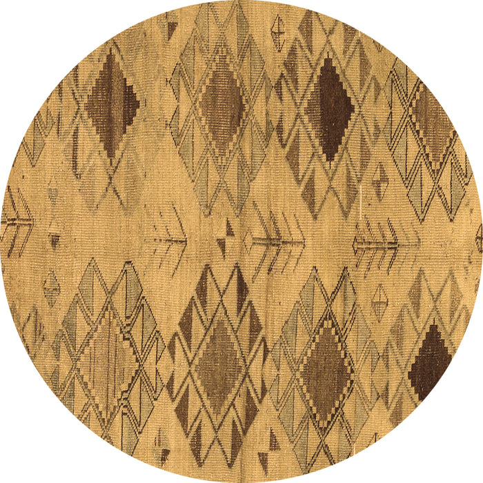 Round Machine Washable Persian Brown Traditional Rug, wshtr3238brn