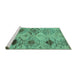 Sideview of Machine Washable Persian Turquoise Traditional Area Rugs, wshtr3238turq