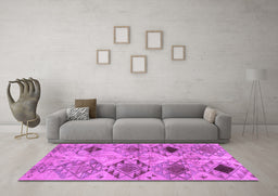 Machine Washable Persian Purple Traditional Area Rugs in a Living Room, wshtr3238pur