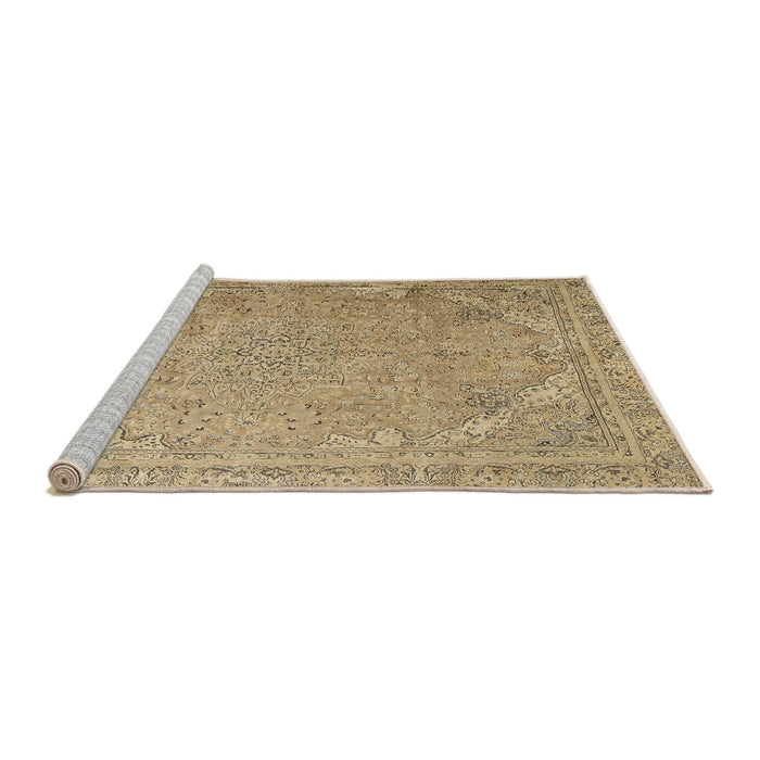 Sideview of Machine Washable Traditional Copper Brown Rug, wshtr3239
