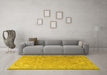 Machine Washable Persian Yellow Traditional Rug in a Living Room, wshtr3239yw