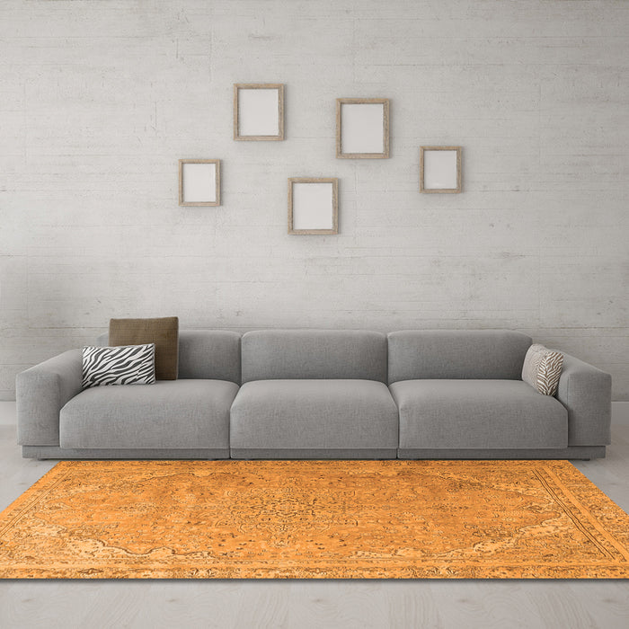 Machine Washable Persian Orange Traditional Area Rugs in a Living Room, wshtr3239org