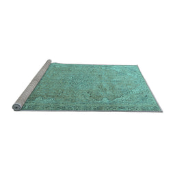 Sideview of Machine Washable Persian Light Blue Traditional Rug, wshtr3239lblu