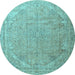 Round Persian Light Blue Traditional Rug, tr3239lblu