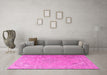 Machine Washable Persian Pink Traditional Rug in a Living Room, wshtr3239pnk