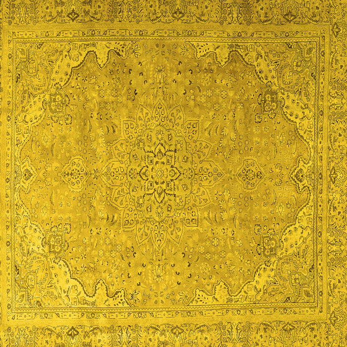 Square Machine Washable Persian Yellow Traditional Rug, wshtr3239yw