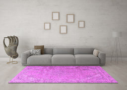 Machine Washable Persian Purple Traditional Area Rugs in a Living Room, wshtr3239pur
