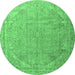Round Persian Emerald Green Traditional Rug, tr3239emgrn