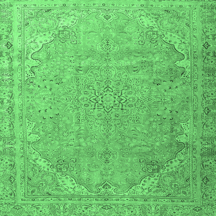 Square Persian Emerald Green Traditional Rug, tr3239emgrn