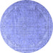 Round Persian Blue Traditional Rug, tr3239blu
