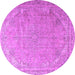 Round Machine Washable Persian Purple Traditional Area Rugs, wshtr3239pur