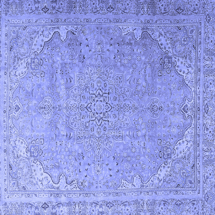 Square Machine Washable Persian Blue Traditional Rug, wshtr3239blu