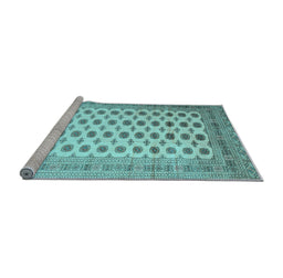Sideview of Machine Washable Southwestern Light Blue Country Rug, wshtr323lblu