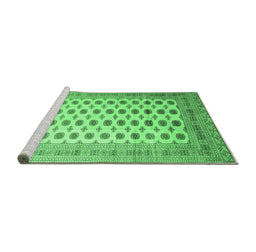 Sideview of Machine Washable Southwestern Emerald Green Country Area Rugs, wshtr323emgrn