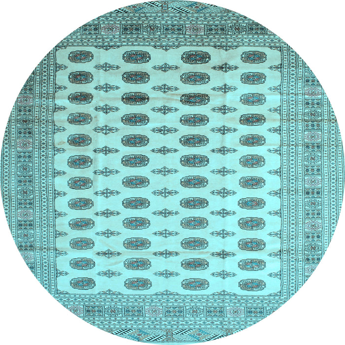 Round Machine Washable Southwestern Light Blue Country Rug, wshtr323lblu