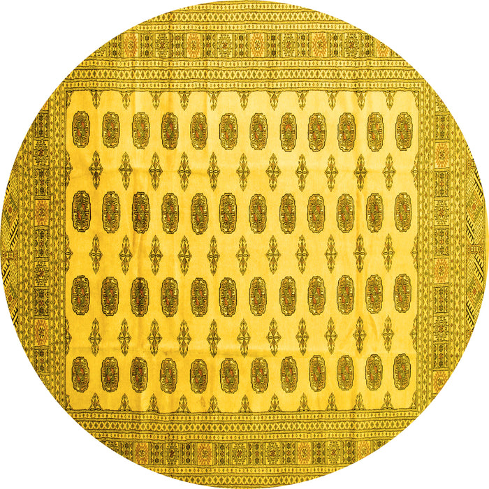 Round Machine Washable Southwestern Yellow Country Rug, wshtr323yw
