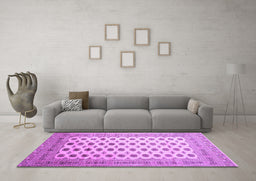 Machine Washable Southwestern Purple Country Area Rugs in a Living Room, wshtr323pur