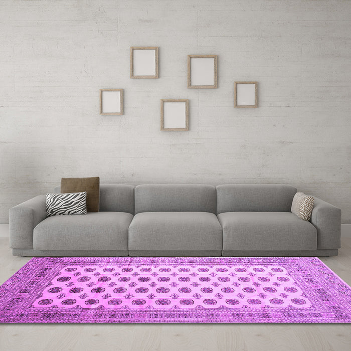 Machine Washable Southwestern Purple Country Area Rugs in a Living Room, wshtr323pur