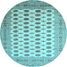 Round Southwestern Light Blue Country Rug, tr323lblu