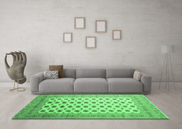 Machine Washable Southwestern Emerald Green Country Area Rugs in a Living Room,, wshtr323emgrn