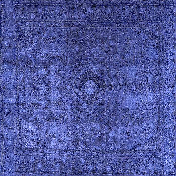Square Machine Washable Persian Blue Traditional Rug, wshtr3240blu