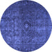 Round Persian Blue Traditional Rug, tr3240blu