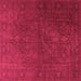 Square Machine Washable Persian Pink Traditional Rug, wshtr3241pnk