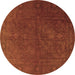 Round Persian Brown Traditional Rug, tr3241brn