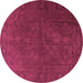 Round Machine Washable Persian Purple Traditional Area Rugs, wshtr3241pur