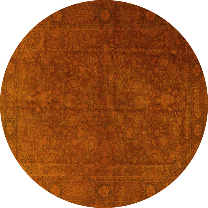 Round Persian Yellow Traditional Rug, tr3241yw