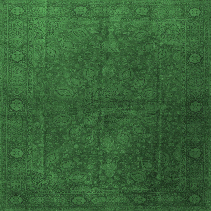 Square Persian Emerald Green Traditional Rug, tr3241emgrn