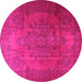 Round Machine Washable Persian Pink Traditional Rug, wshtr3242pnk