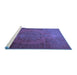 Sideview of Machine Washable Persian Blue Traditional Rug, wshtr3242blu