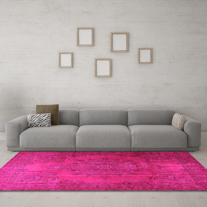 Machine Washable Persian Pink Traditional Rug in a Living Room, wshtr3242pnk