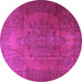 Round Machine Washable Persian Purple Traditional Area Rugs, wshtr3242pur