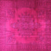 Square Machine Washable Persian Pink Traditional Rug, wshtr3242pnk