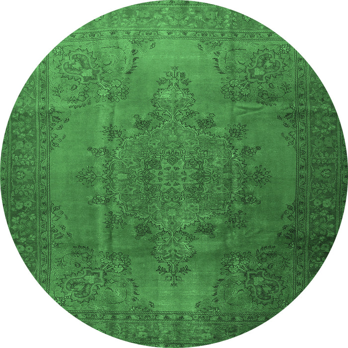 Round Persian Emerald Green Traditional Rug, tr3242emgrn