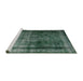 Sideview of Machine Washable Traditional Green Rug, wshtr3243