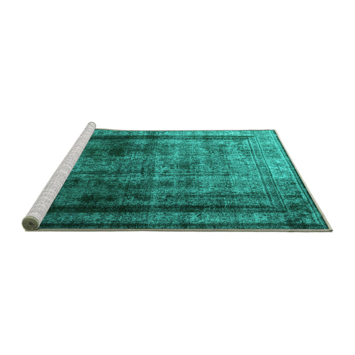 Sideview of Machine Washable Persian Turquoise Traditional Area Rugs, wshtr3243turq