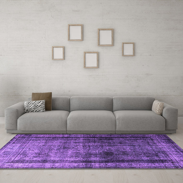 Machine Washable Persian Purple Traditional Area Rugs in a Living Room, wshtr3243pur