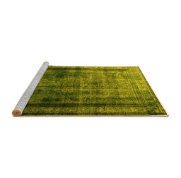 Sideview of Machine Washable Persian Yellow Traditional Rug, wshtr3243yw