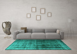 Machine Washable Persian Turquoise Traditional Area Rugs in a Living Room,, wshtr3243turq