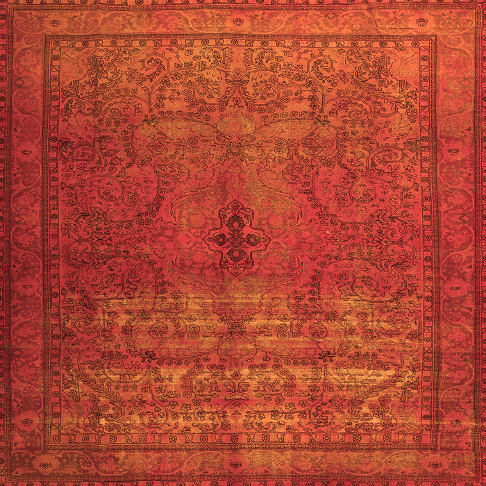 Round Machine Washable Persian Orange Traditional Area Rugs, wshtr3244org