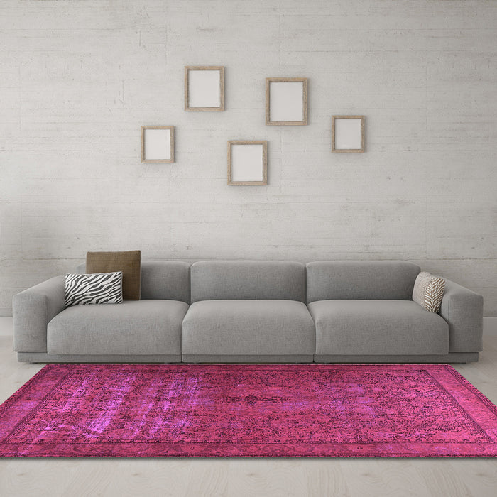Machine Washable Persian Purple Traditional Area Rugs in a Living Room, wshtr3244pur