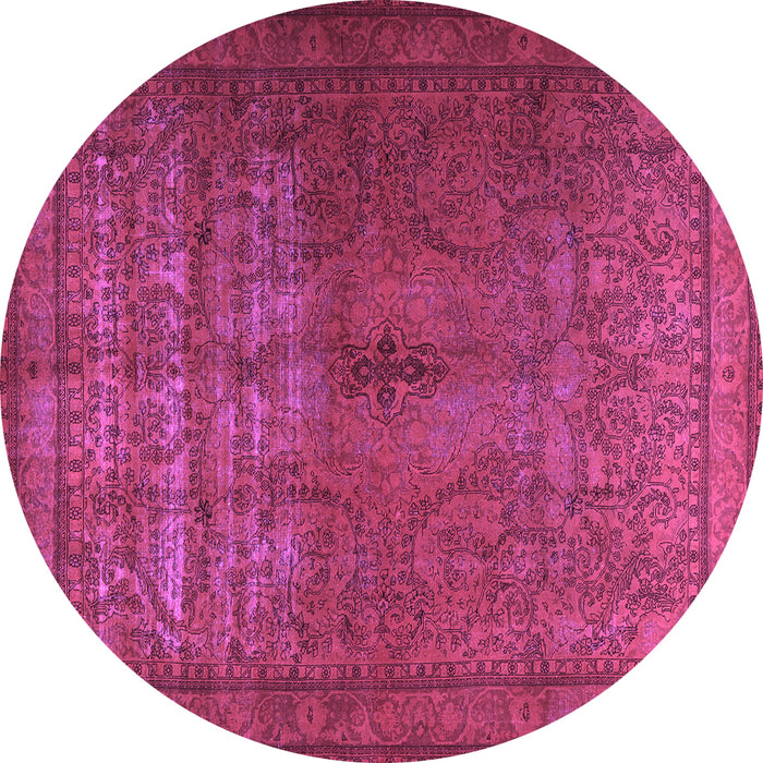 Round Machine Washable Persian Purple Traditional Area Rugs, wshtr3244pur
