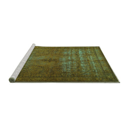 Sideview of Machine Washable Persian Turquoise Traditional Area Rugs, wshtr3244turq