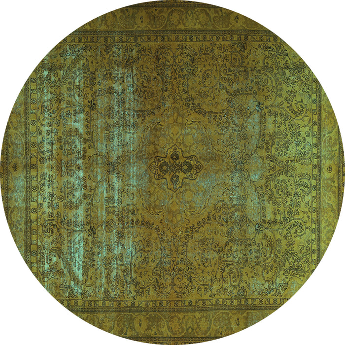 Round Machine Washable Persian Turquoise Traditional Area Rugs, wshtr3244turq