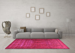 Machine Washable Persian Pink Traditional Rug in a Living Room, wshtr3244pnk